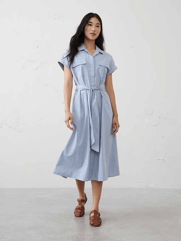 Poplin Utility Midi Shirtdress