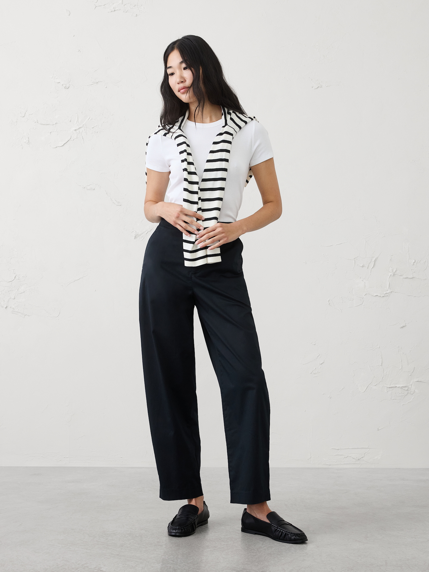 Image number 1 showing, Barrel-Leg High-Rise Twill Pleated Utility Pant