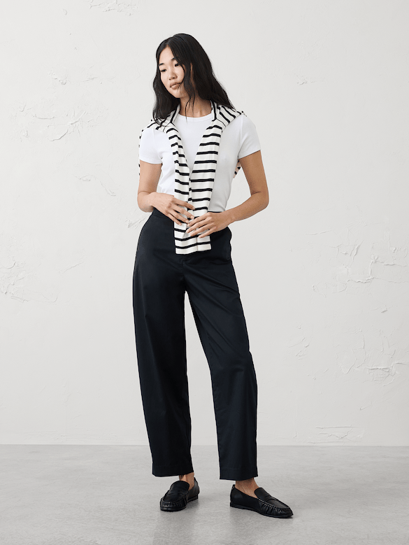 Barrel-Leg High-Rise Twill Utility Pant