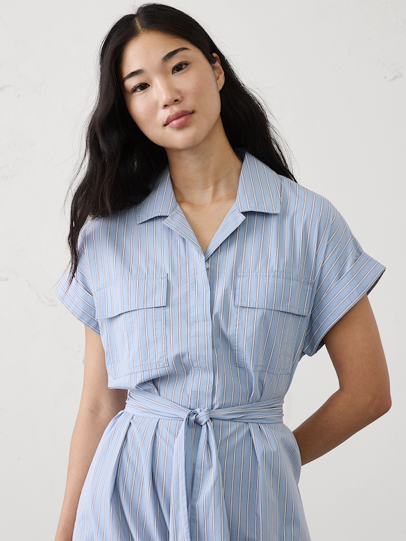 Poplin Utility Midi Shirtdress