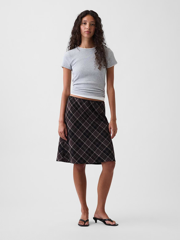 Plaid Easy Knee-Length Skirt
