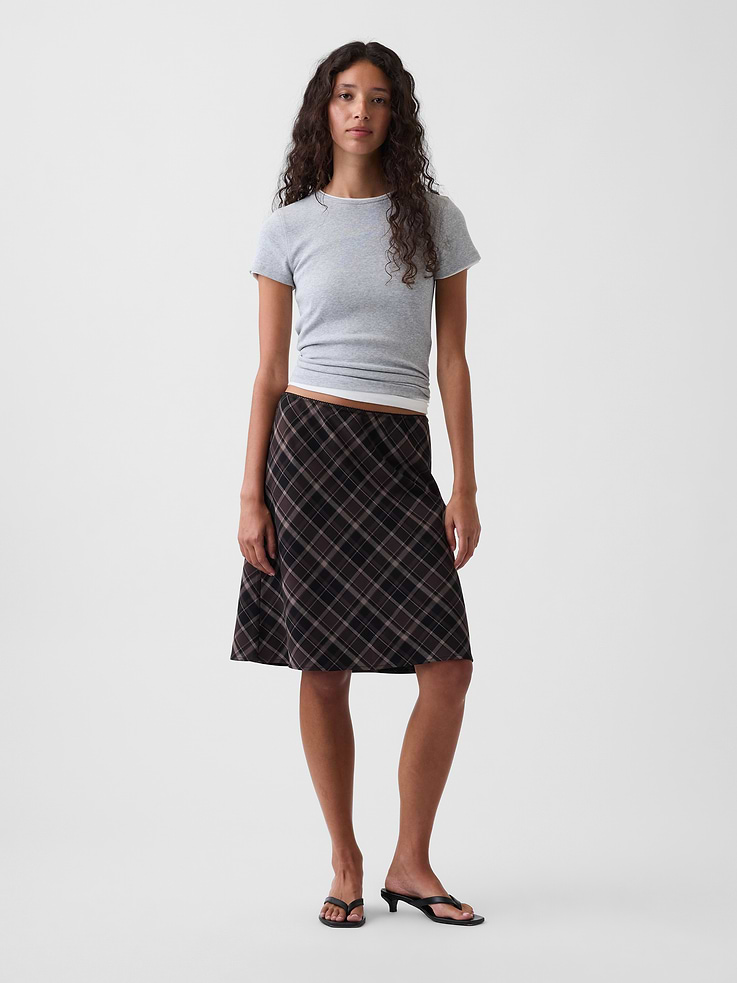 Image number 1 showing, Plaid Easy Knee-Length Skirt