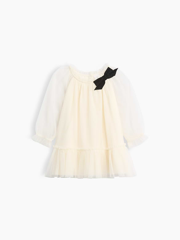 Baby & Toddler Bow-Neck Tulle Dress