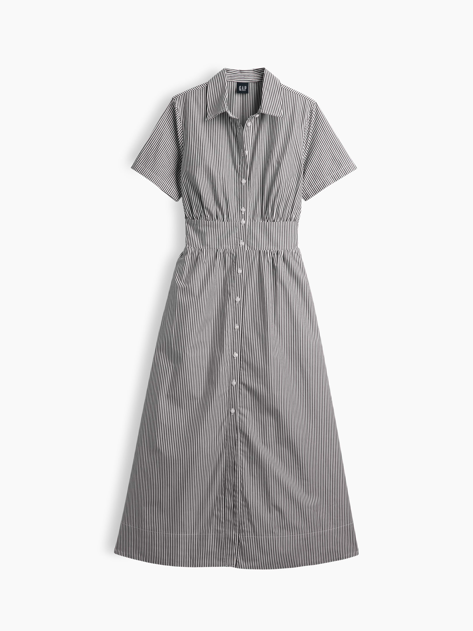 L'image numéro 5 présente Robe chemisier longue à taille smockée en popeline
