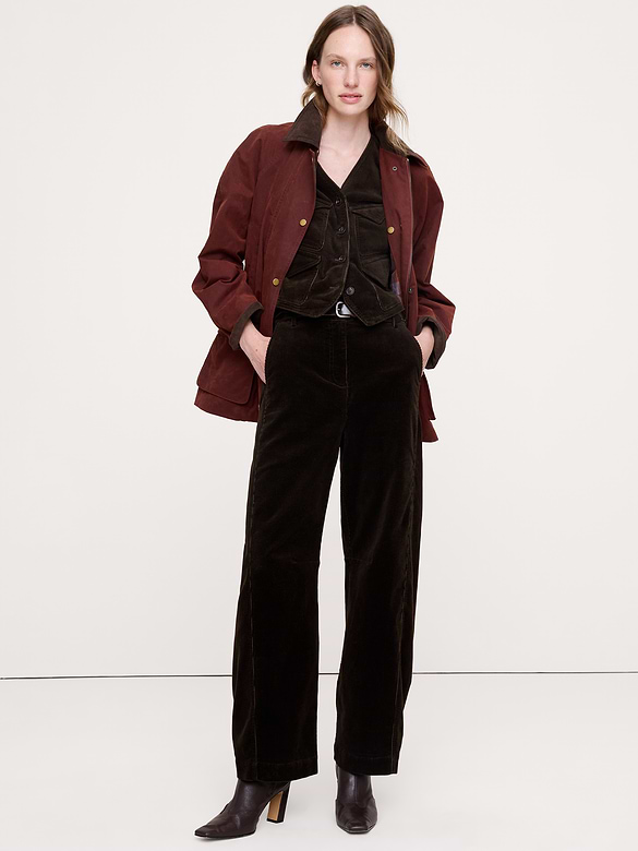 High-Rise Corduroy Barrel Pant
