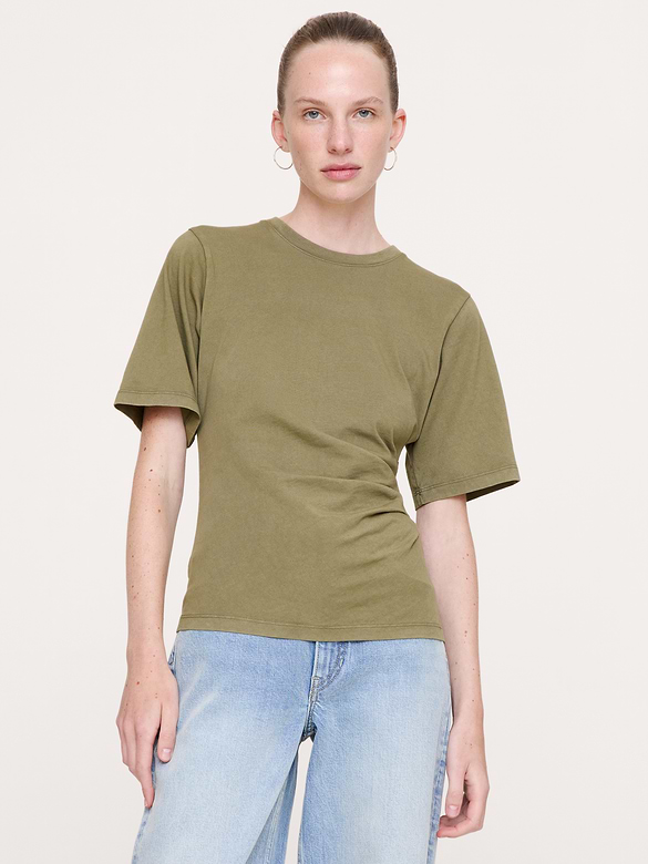 Vintage Cotton Ruched-Side T-Shirt
