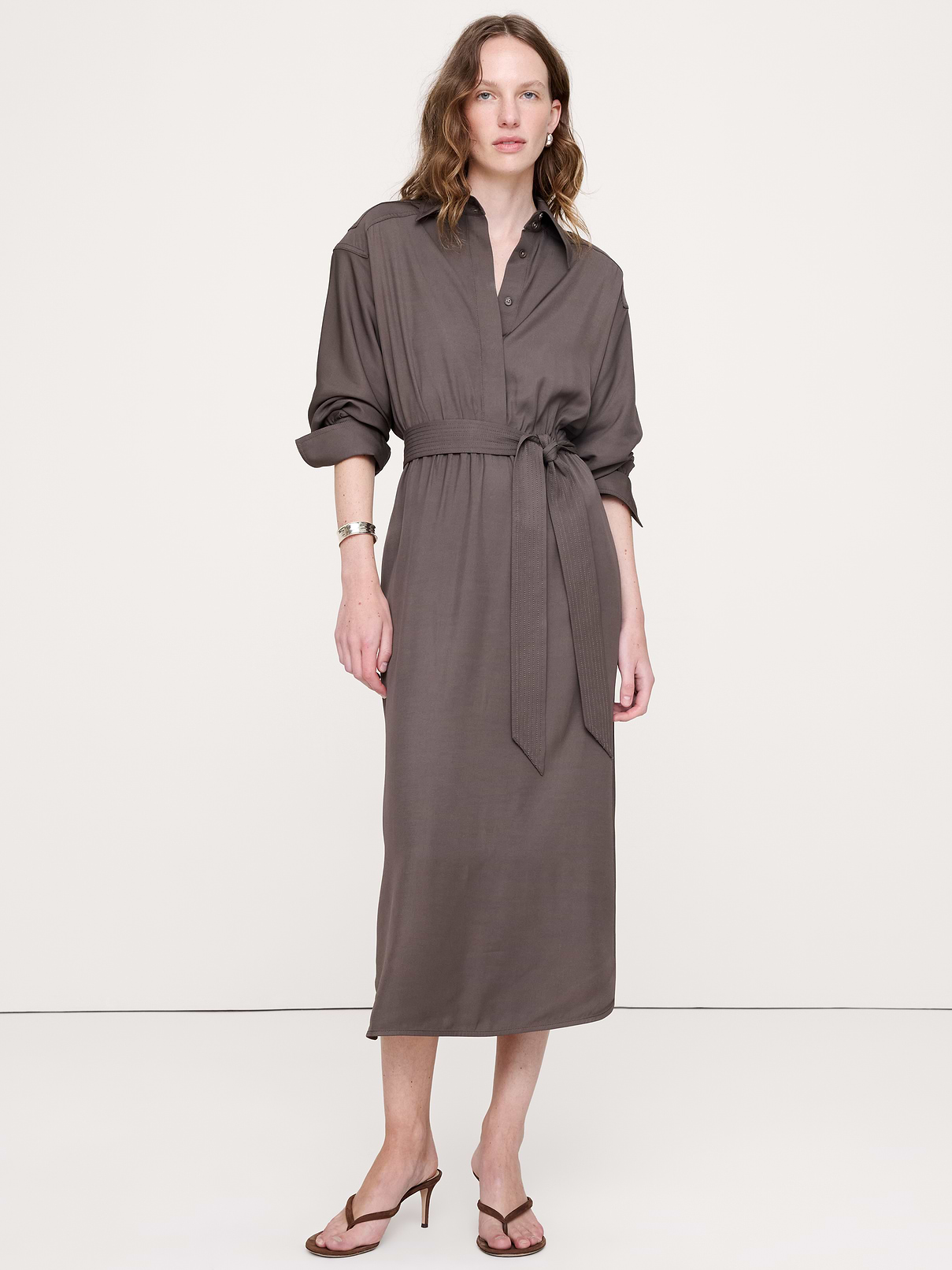Image number 1 showing, Viscose Midi Shirt Dress