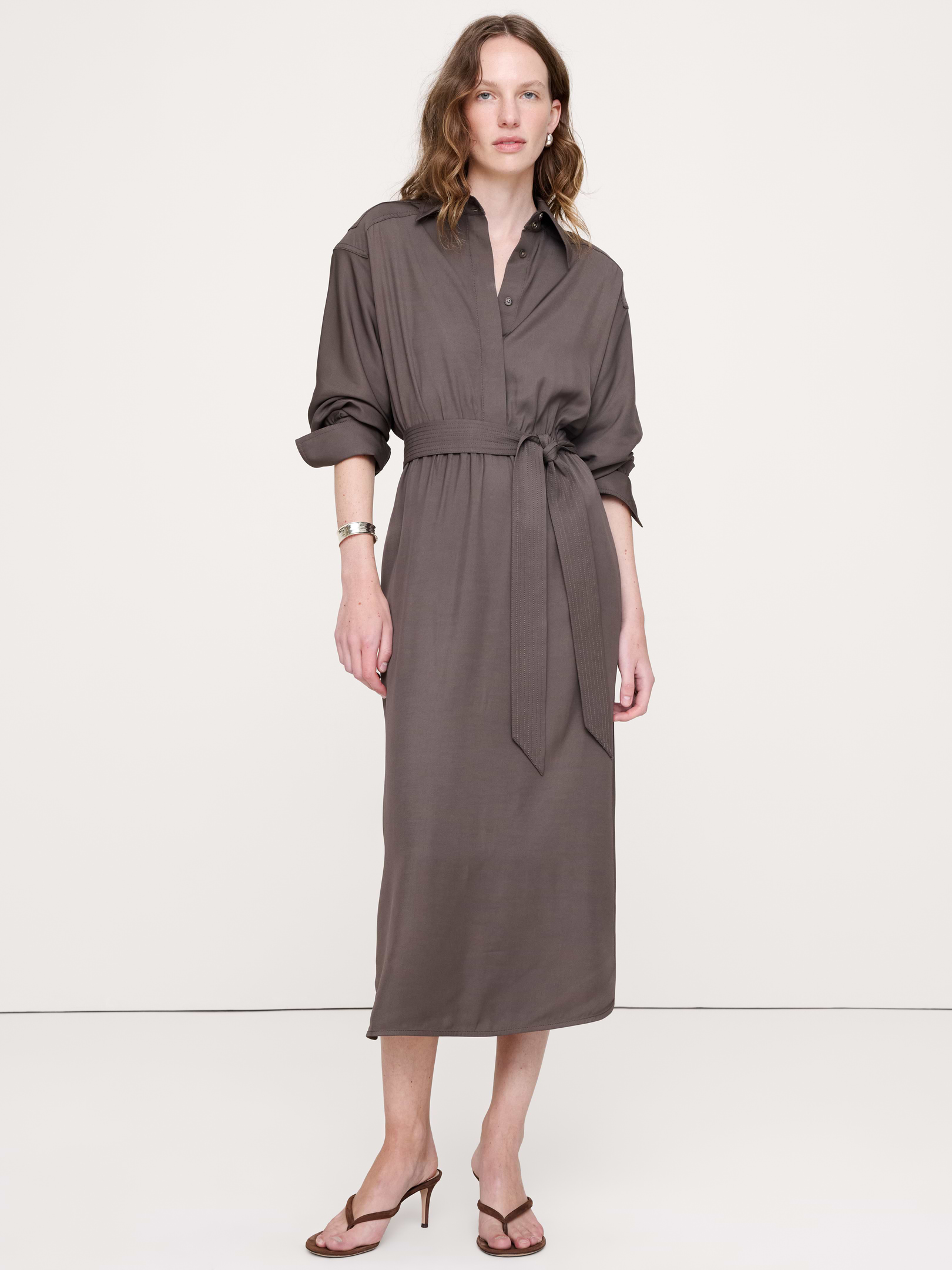 Image number 1 showing, Viscose Midi Shirt Dress