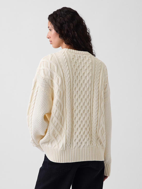 100% Cotton Cable-Knit Oversized Sweater
