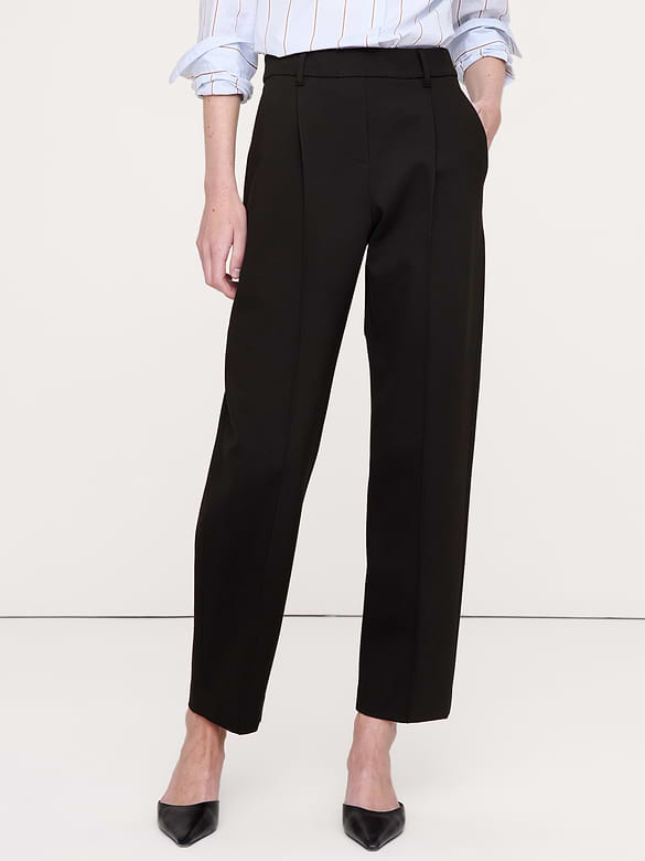 High-Rise Slim Drapey Ponte Pull-On Pant