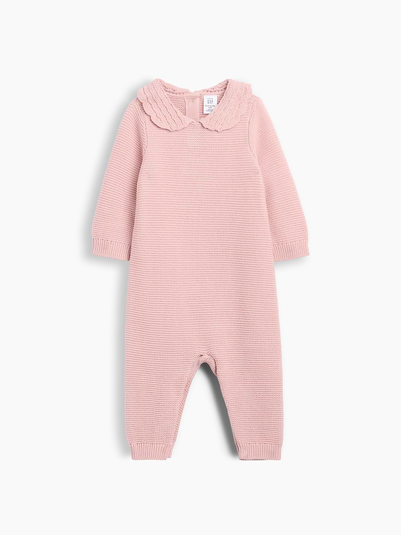 Baby Crochet Collar Sweater One-Piece