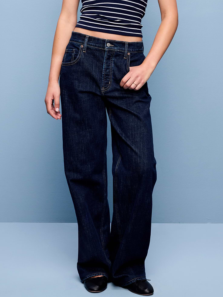 Image number 2 showing, Mid-Rise Slouchy Wide-Leg Jeans