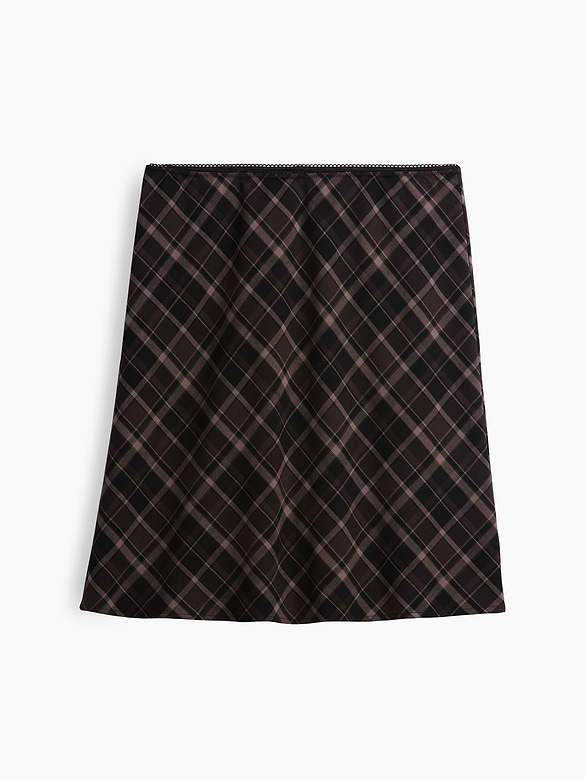 Plaid Easy Knee-Length Skirt