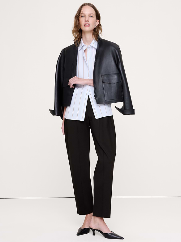 High-Rise Slim Drapey Ponte Pull-On Pant
