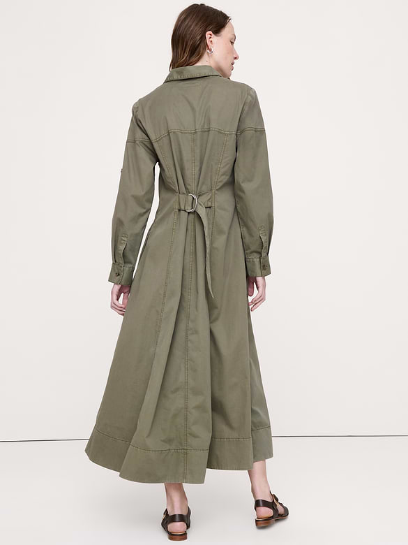 Robe-chemisier à panneaux en sergé de coton