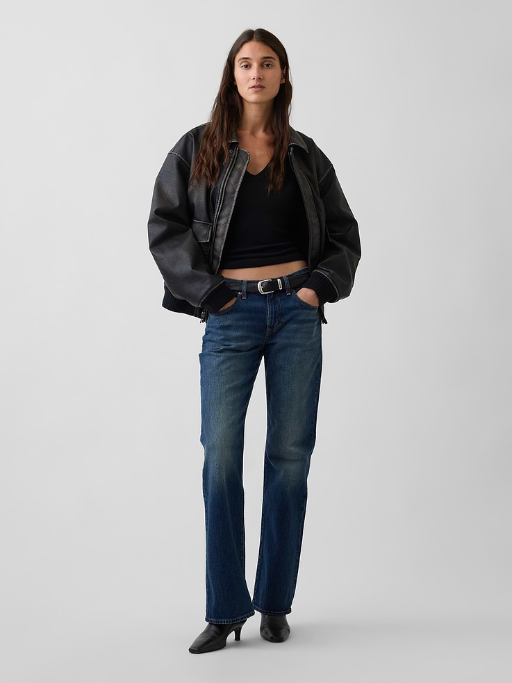 Image number 1 showing, Mid Rise Relaxed Flare Jeans