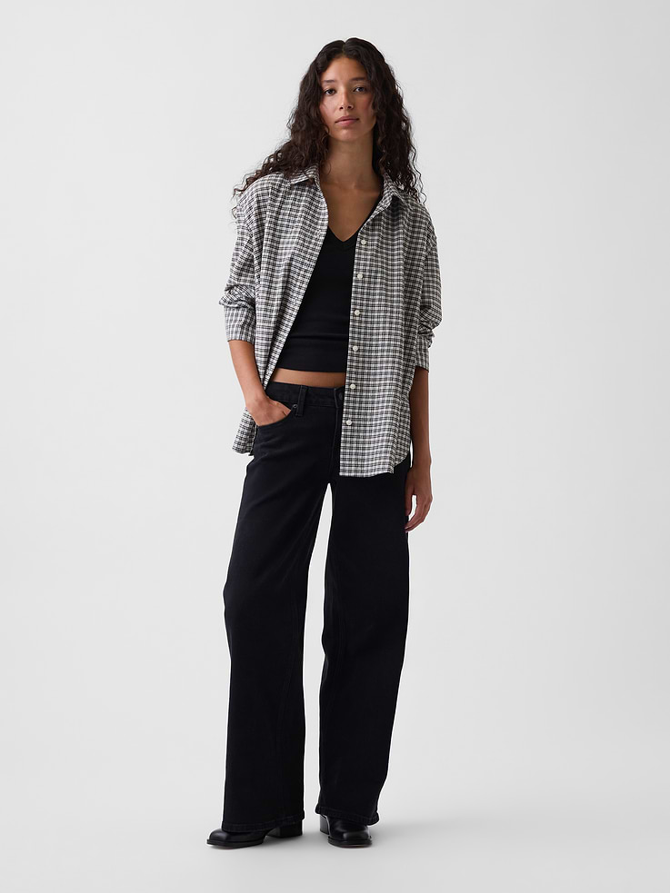 Image number 1 showing, Low Rise Stride Wide-Leg Jeans