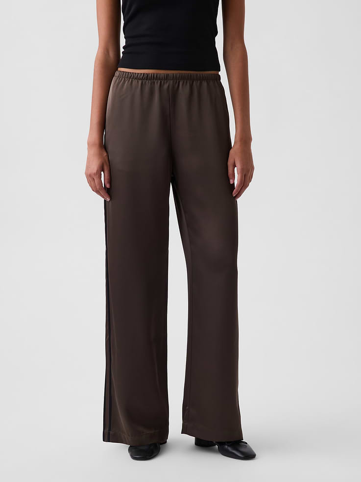 Image number 2 showing, Satin Easy Wide-Leg Pants