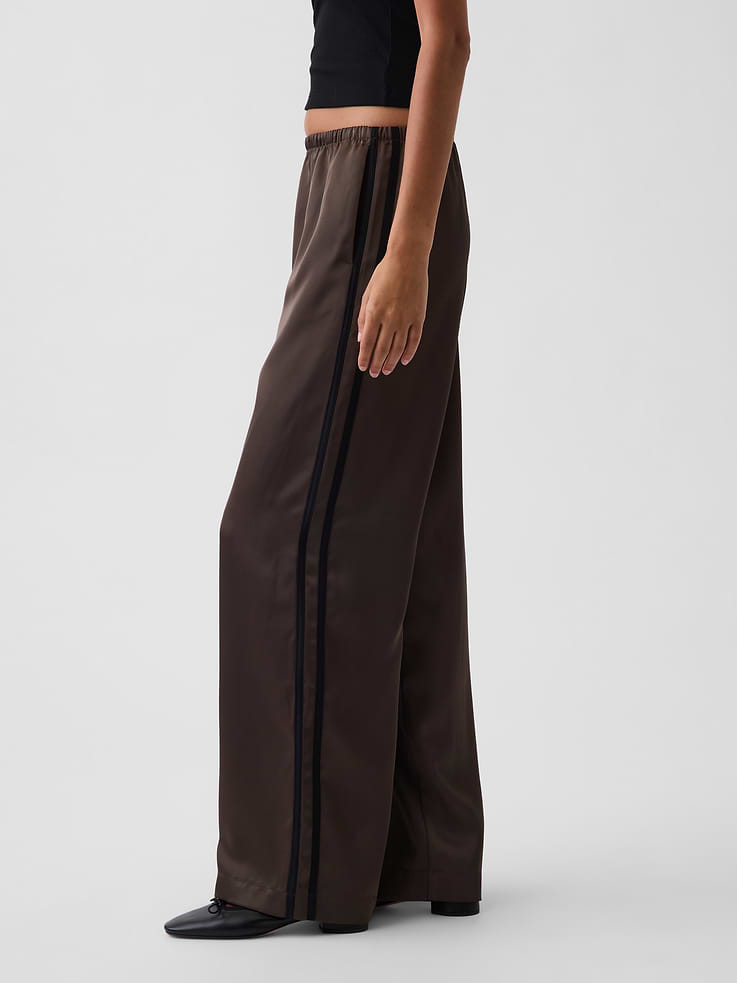 Image number 3 showing, Satin Easy Wide-Leg Pants