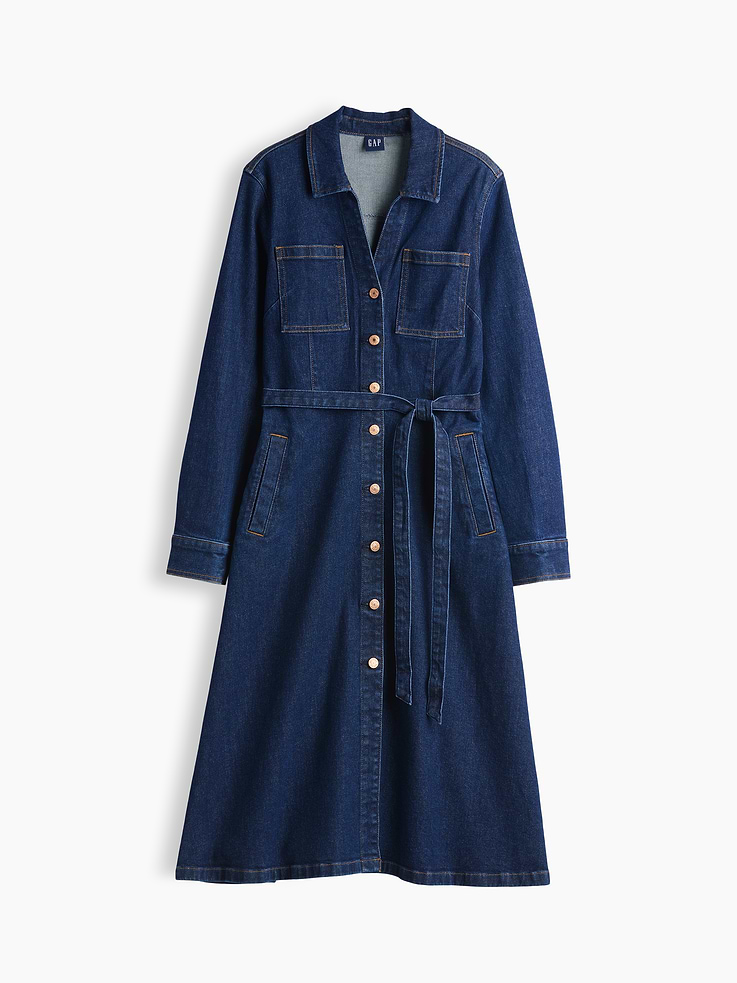 Image number 5 showing, Denim Tie-Belt Midi Dress