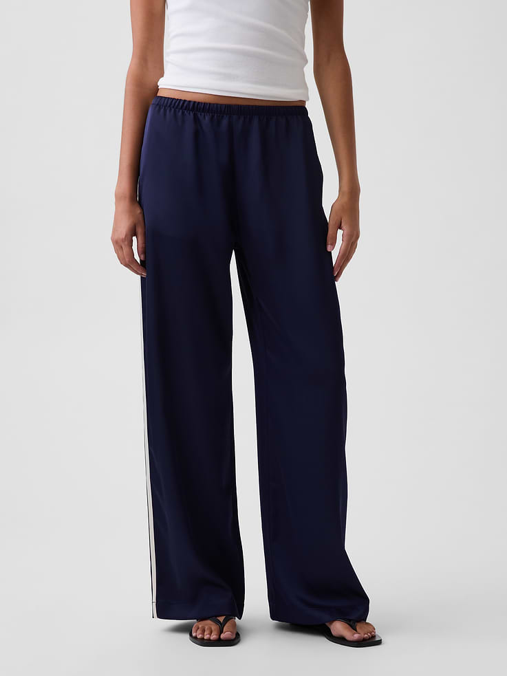 Image number 2 showing, Satin Easy Wide-Leg Pants