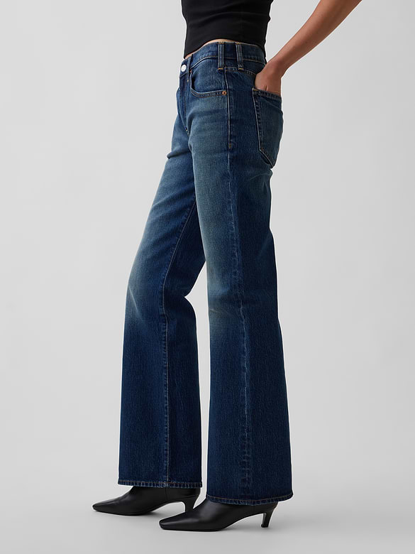 Mid Rise Relaxed Flare Jeans