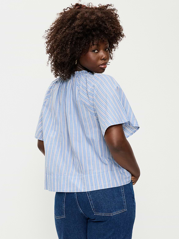 Loose Short-Sleeve Striped Top