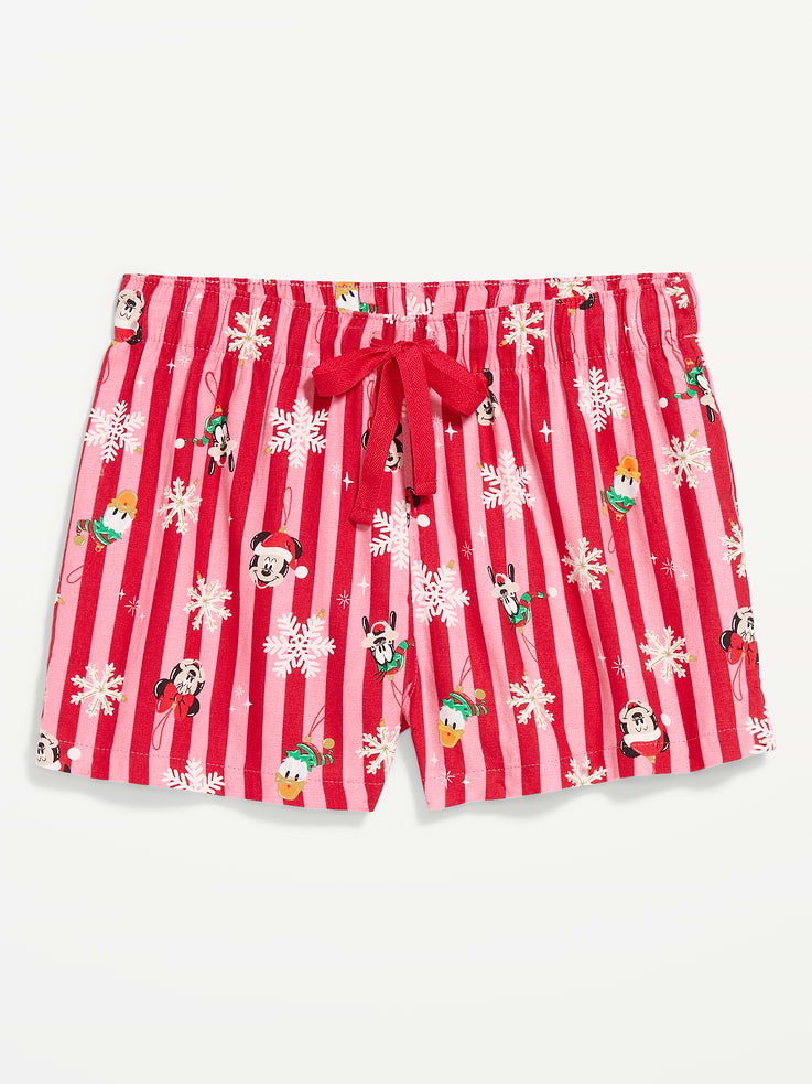 Image 4 of 8, Old Navy x Disney Flannel Boxer Pajama Shorts for Women, All-Access Cardmember