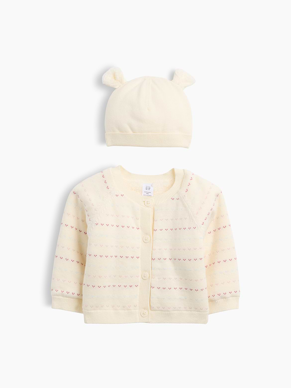 Baby Sherpa-Lined Cardigan Sweater Set