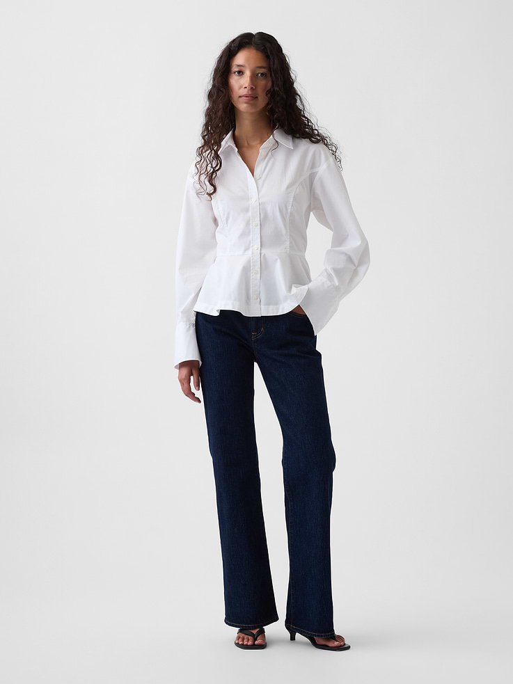 Image number 2 showing, Organic Cotton Popin Peplum Shirt