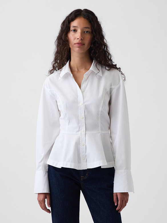 Organic Cotton Popin Peplum Shirt