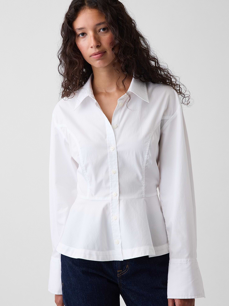 Image number 5 showing, Organic Cotton Popin Peplum Shirt