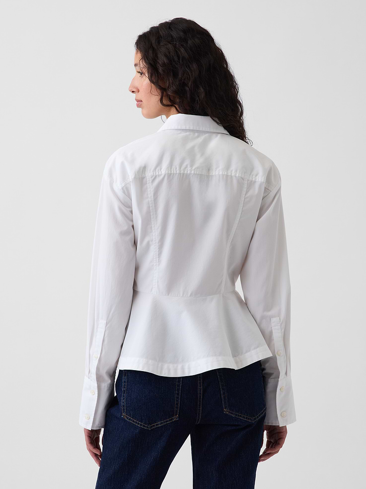 Image number 3 showing, Organic Cotton Popin Peplum Shirt