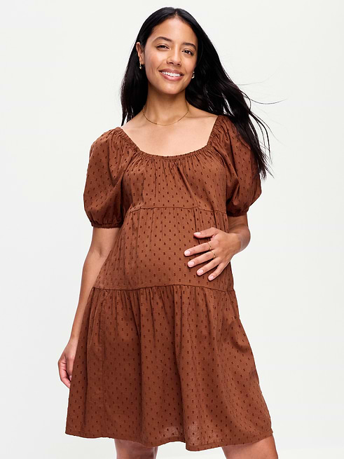 Old Navy Maternity Short-Sleeve Swing Mini Dress - Brown