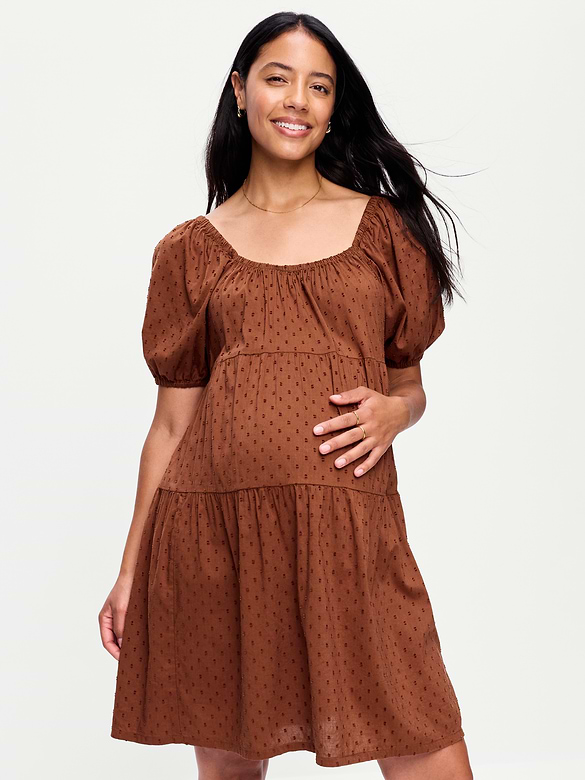 Maternity Short-Sleeve Swing Mini Dress