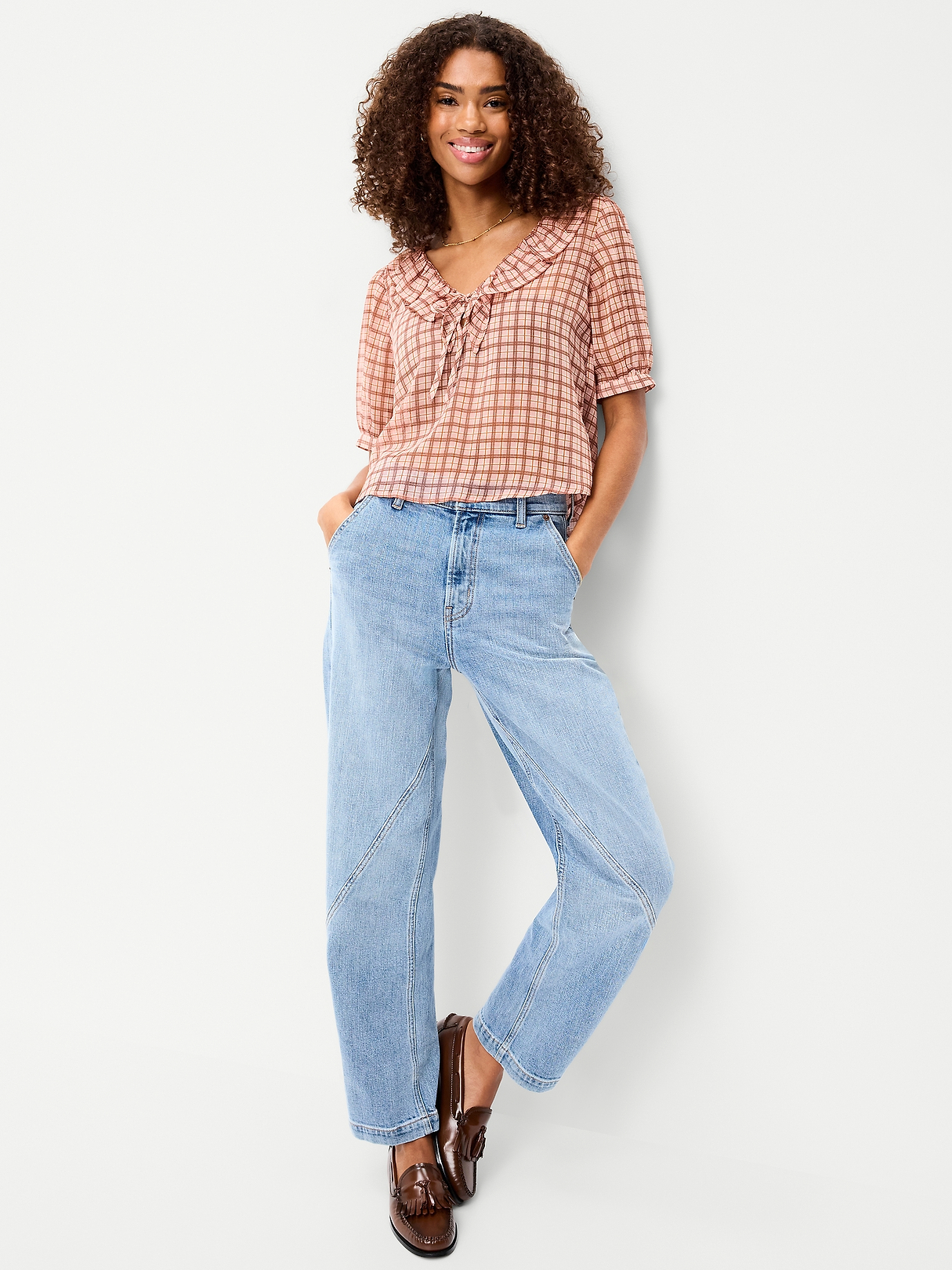 Ruffle Collar Tie-Front Chiffon Top | Old Navy