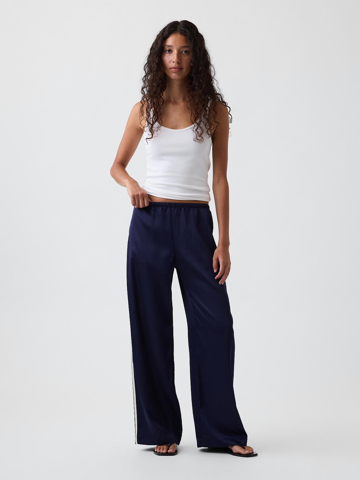 Satin Easy Wide-Leg Pants | Gap