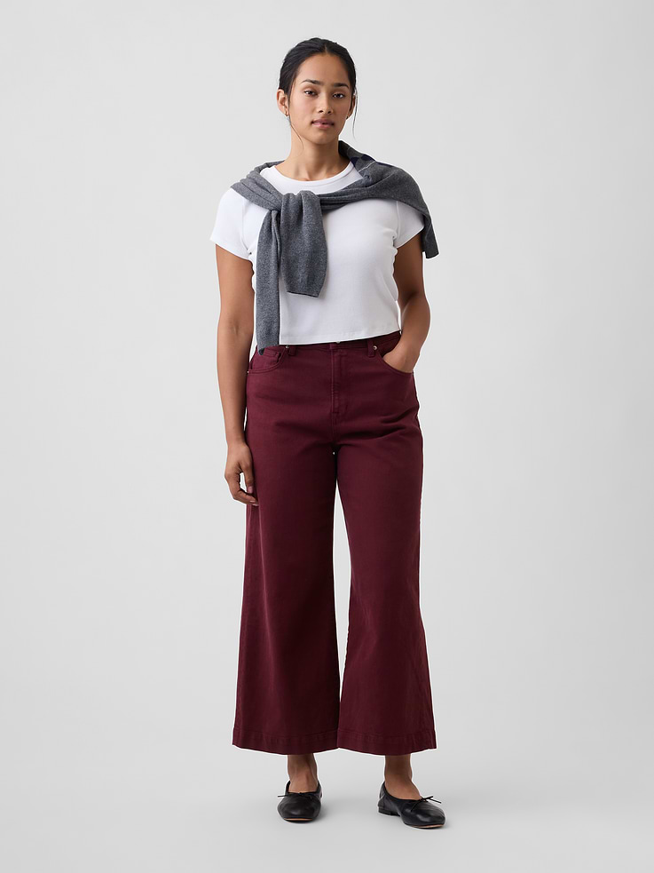 Image number 5 showing, High Rise Wide-Leg Crop Jeans