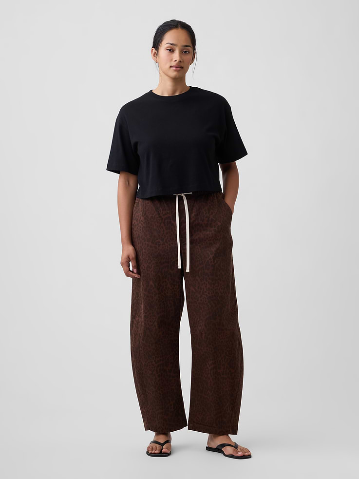 Image number 5 showing, Mid Rise Print Pull-On Barrel Jeans