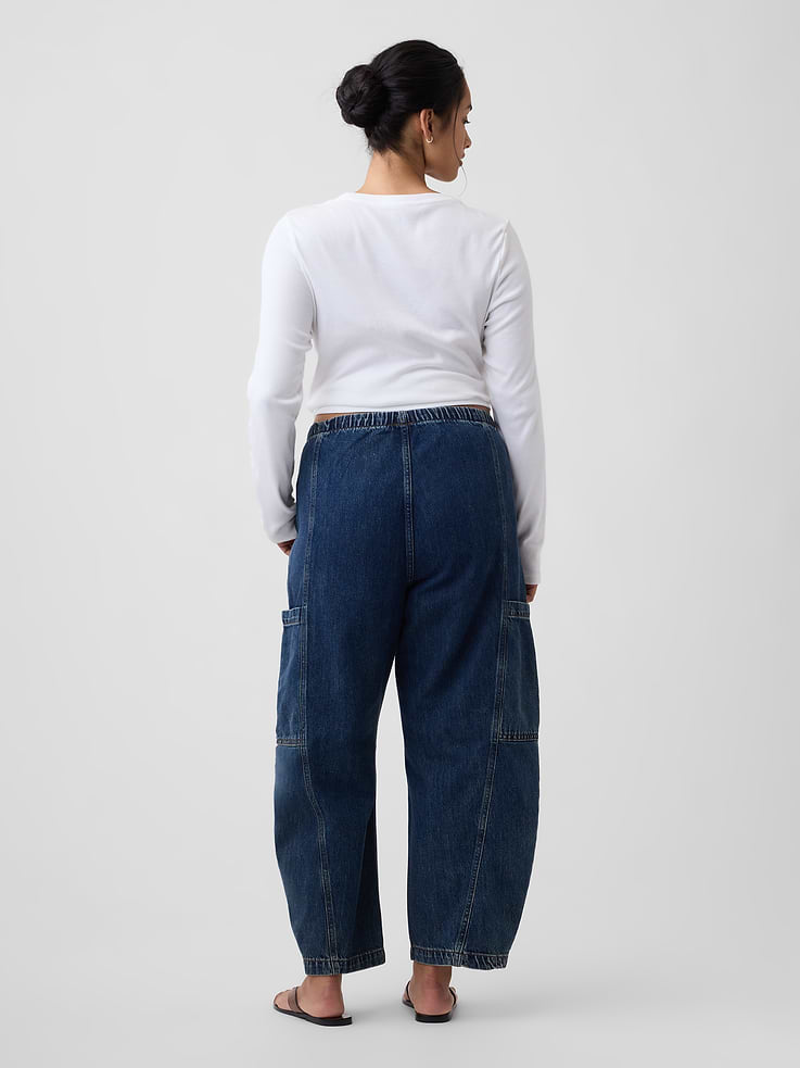 Image number 6 showing, Mid Rise SuperSoft Pull-On Barrel Jeans