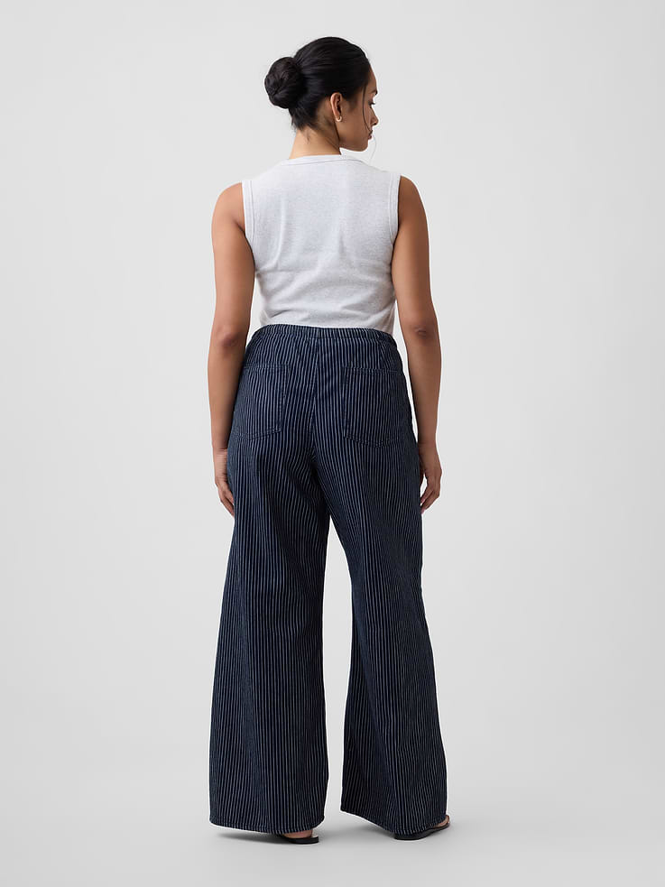 Image number 6 showing, Mid Rise Railroad Stripe Pull-On Wide-Leg Jeans