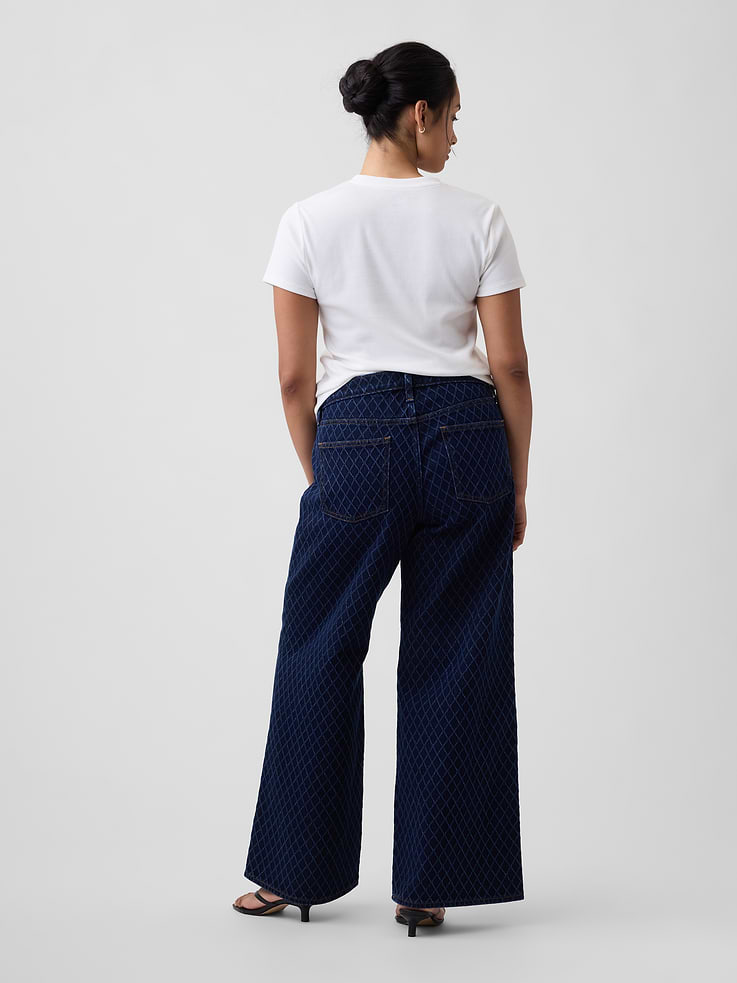 Image number 6 showing, Mid Rise Print Wide-Leg Jeans