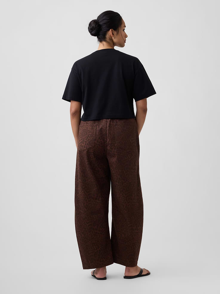 Image number 6 showing, Mid Rise Print Pull-On Barrel Jeans
