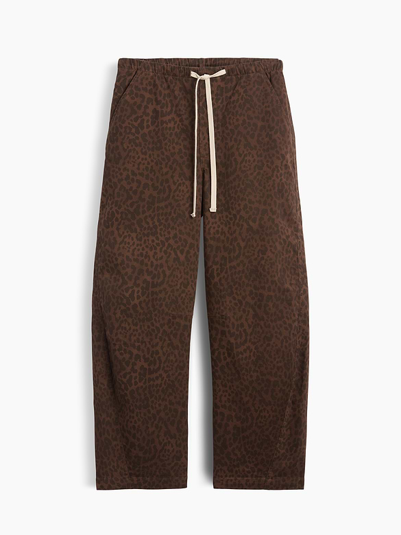 Mid Rise Print Pull-On Barrel Jeans