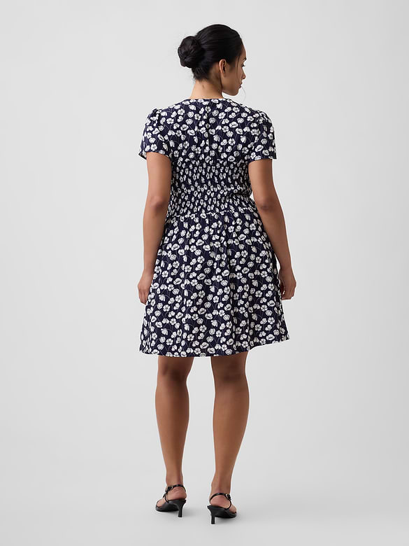 Smocked Flutter Sleeve Mini Dress