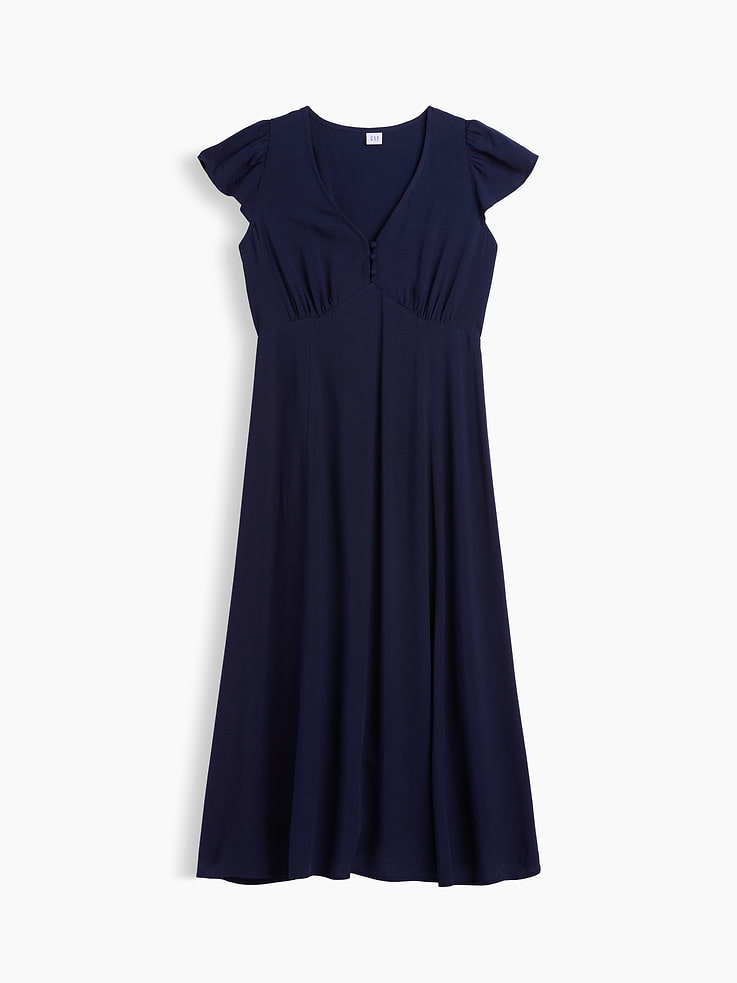 Image number 6 showing, Flutter Sleeve V-Neck Midi Dress