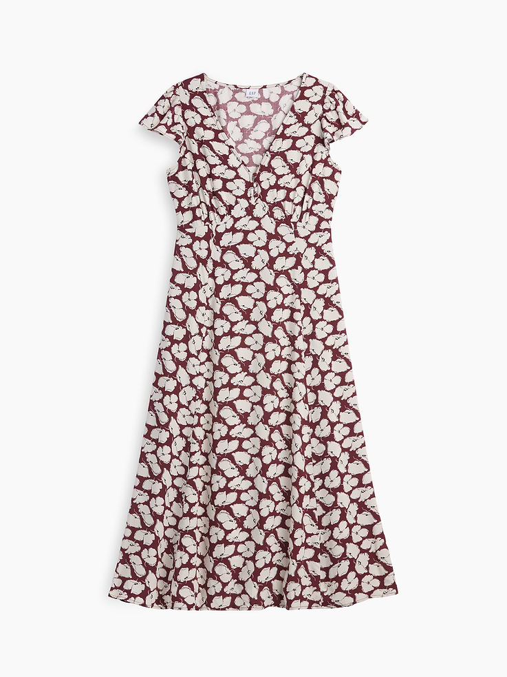 Image number 6 showing, Flutter Sleeve V-Neck Midi Dress