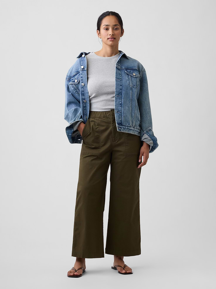 Image number 5 showing, Mid Rise Wide-Leg Khakis
