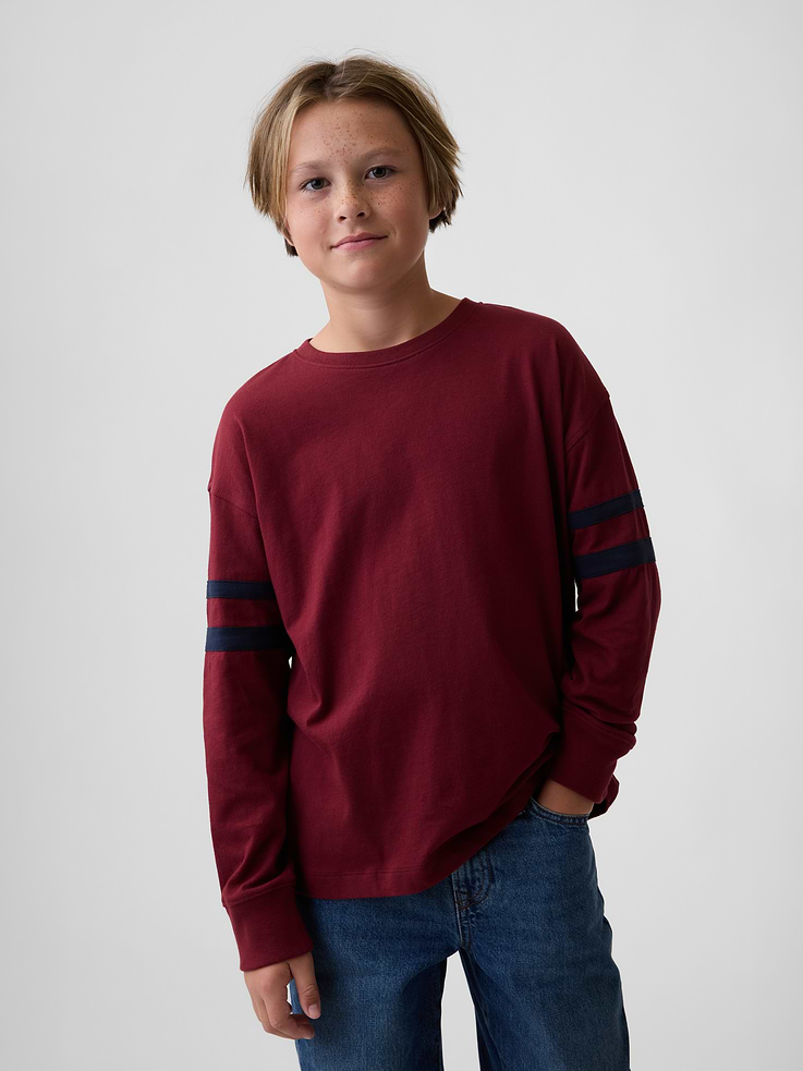 Image number 1 showing, Kids Relaxed Varsity Crewneck T-Shirt