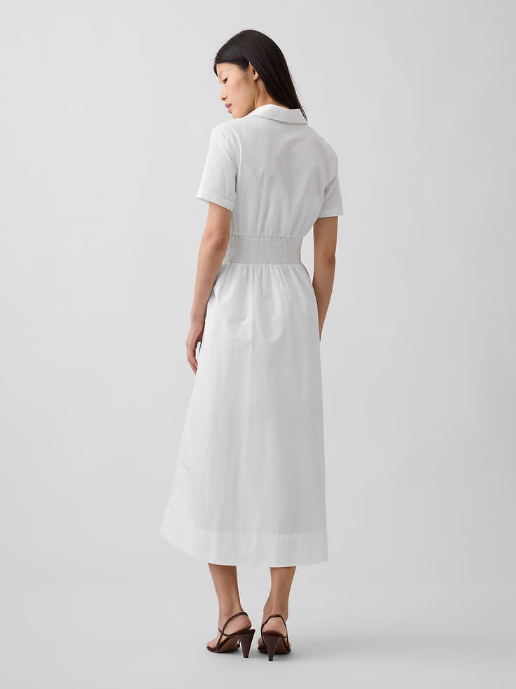 Image number 2 showing, Poplin Smocked-Waist Maxi Shirtdress